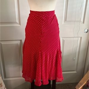 Item 099: EUC Jaclyn Smith Red Polka Dot Midi Skirt (Size 2X)